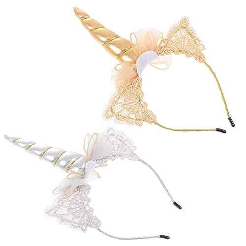 DEARMAMY 2stücke Einhorn Haarreifen Für Junge Mädchen Dekoratives Stirnband Party-kopfschmuck Kreative Haarreifen Zartes Und Entzückendes Hairwear Für Cosplay Und Festivaldekoration von DEARMAMY