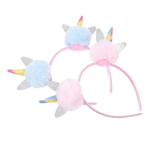 DEARMAMY 2stücke Einhorn Haarreifen Für Mädchen Plüsch Stirnband Leicht Und Langlebig Geeignet Für Partys Und Cosplay von DEARMAMY