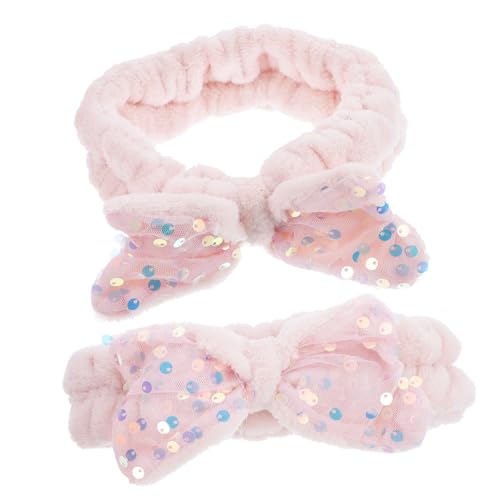 DEARMAMY 2stücke Elastische Spa Haar Bänder Pailletten Haar Bänder Zum Waschen Gesicht Kopf Handtücher von DEARMAMY