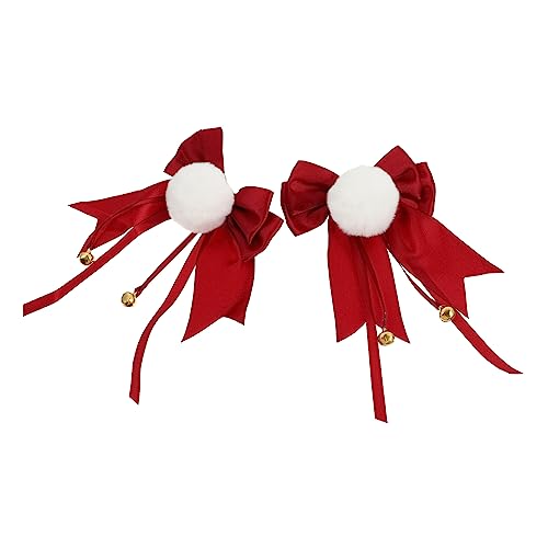 DEARMAMY 2stücke Haarschleifen Mit Pompom Glocke Haarnadel Haarspange Für Frauen Mädchen Schleifenclip Schleifenhaarnadel Aus Hochwertigem Material von DEARMAMY