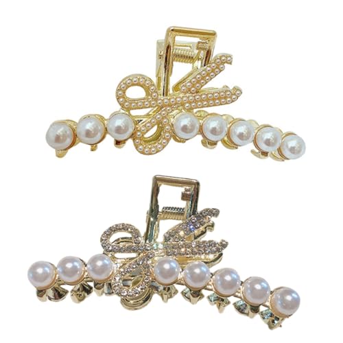 DEARMAMY 2stücke Haarspange Aus Metalllegierung Haarklammer Für Damen Weiß Haarkralle Modisches Haaraccessoire Für Mädchen Dekorative Haarspangen von DEARMAMY