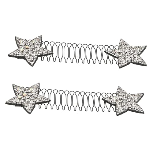 DEARMAMY 2stücke Haarspangen Silber Sternmuster U-pins Unsichtbare Haarnadeln Für Frauen Haarschmuck Silber Für Haarstyling Dehnbar Flexibel von DEARMAMY