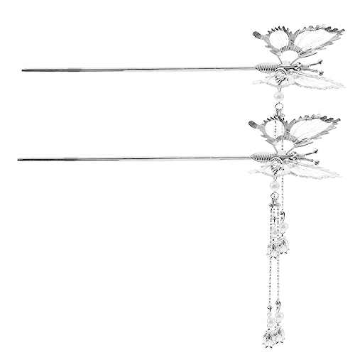 DEARMAMY 2stücke Haarstäbchen Mit Quaste Und Schmetterling Haarstab Für Frauen Und Mädchen Haarnadel Aus Metall Für Hochzeit Party Und Alltag von DEARMAMY