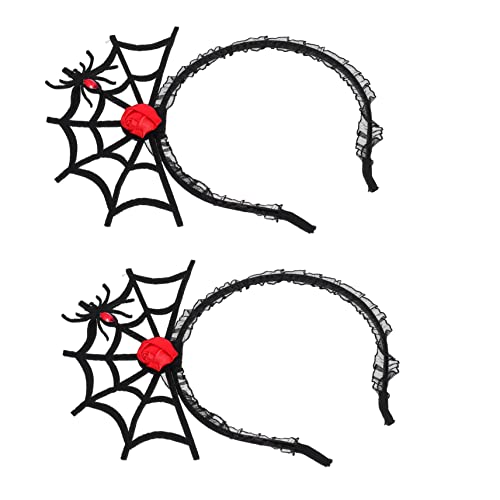 DEARMAMY 2stücke Halloween Haarband Festival Kopfschmuck Spinnennetz Haarreifen Cosplay Haarschmuck Schwarz von DEARMAMY