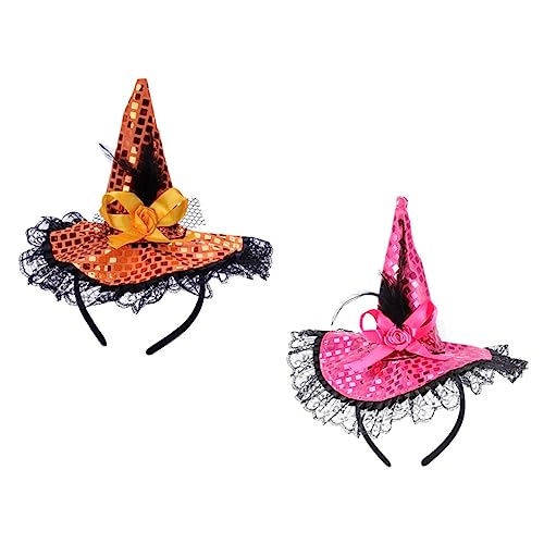 DEARMAMY 2stücke Halloween Hexenhut Haarband Mit Und Spitze Für Und Mädchen Für Kostümpartys Und Halloween Feiern von DEARMAMY