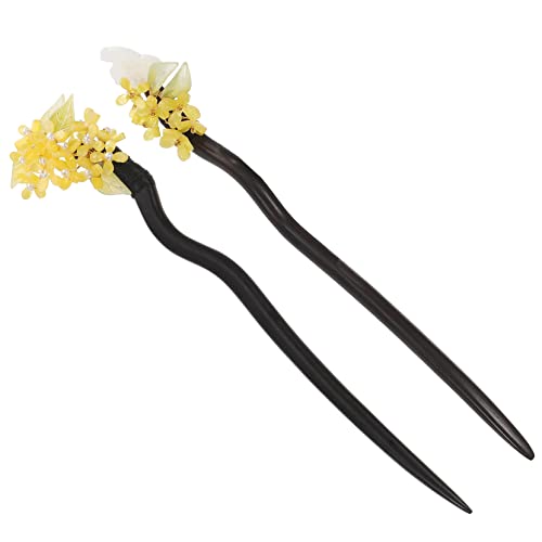 DEARMAMY 2stücke Holz Haarstäbe Für Langes Haar Retro Chignon Stift Hochsteckfrisur Haarpin Kopfschmuck Im Antiken Stil Für Frauen von DEARMAMY