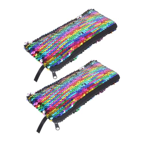 DEARMAMY 2stücke Kosmetikbeutel Mit Pailletten Für Damen Kleine Kosmetiktasche Tragbar Reise-Make-up-Organizer Lippenstift-Aufbewahrungstasche Multifunktionale Aufbewahrungstasche Für von DEARMAMY