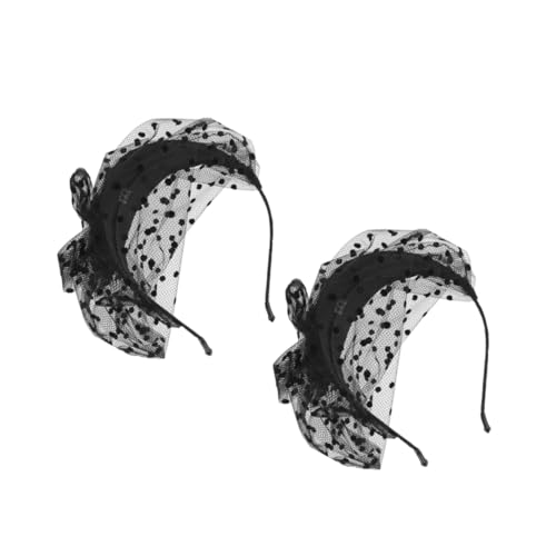 DEARMAMY 2stücke Netz-stirnband Mit Schleier Fascinator Für Frauen Haarschmuck Aus Spitze Und Mesh Für Teeparty Und Hochzeit Retro-kopfschmuck Mit Verstellbarem Band Kopfbedeckung Für von DEARMAMY