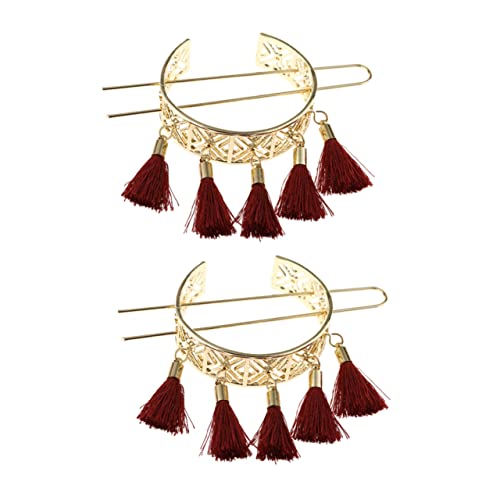 DEARMAMY 2 Stück Vintage Quasten Haarnadeln Hohl Haarknotenstab Frauen Haarschmuck Rot Für Hochzeiten Und Partys von DEARMAMY