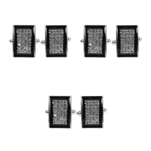DEARMAMY 3 Paare Öltropfende Diamant-manschettenknöpfe Drachen-manschettenknöpfe Blumen Für Männer Ansteckblume Weiße Manschettenknöpfe 30 Manschettenknöpfe Binden Black Kristallglas von DEARMAMY