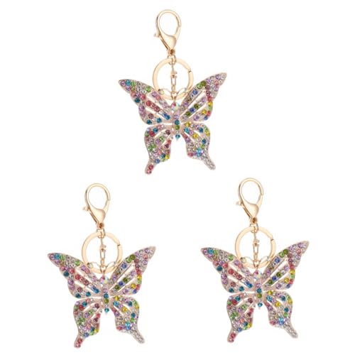 DEARMAMY 3stücke Bunter Butterfly Schlüsselanhänger Aus Glitzernder Schmuck Für Taschen Schlüsselbund Dekoration Für Frauen Und Mädchen von DEARMAMY