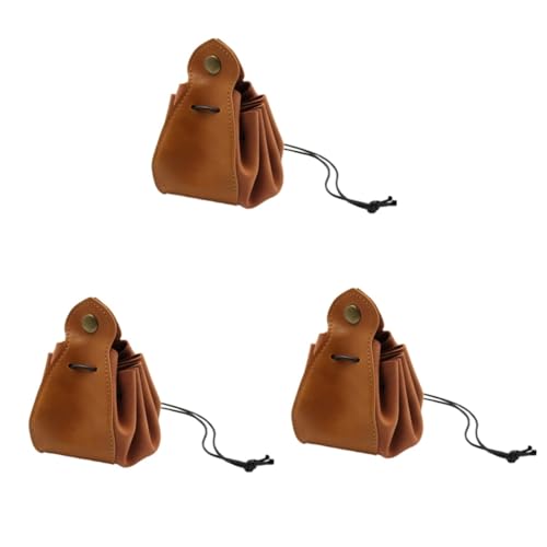 DEARMAMY 3 STK Würfel Ledertasche Herren-geldbörse Herren Geldbörse Gürteltaschen Für Herren Geldbörse Für Damen Brieftasche Mit Umlaufendem Reißverschluss Kartenetui Gefrostet Pu Brown von DEARMAMY