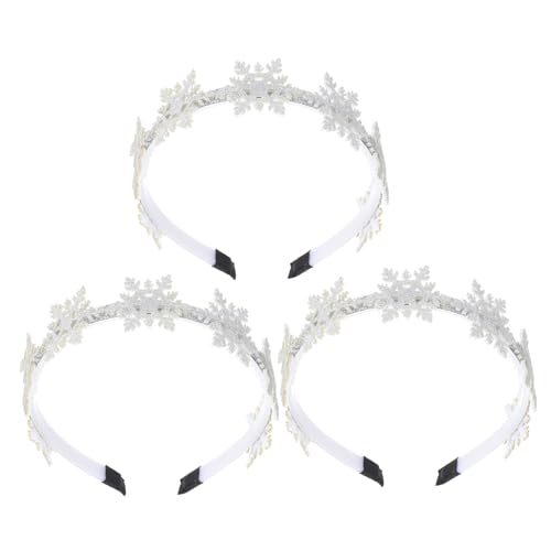 DEARMAMY 3 STÜCKE Teiliges Weihnachts Schneeflocken Haarband Festlicher Kopfschmuck für Damen für Winterpartys und Feiertagsfeiern Silberne Haarschmuck Accessoires von DEARMAMY