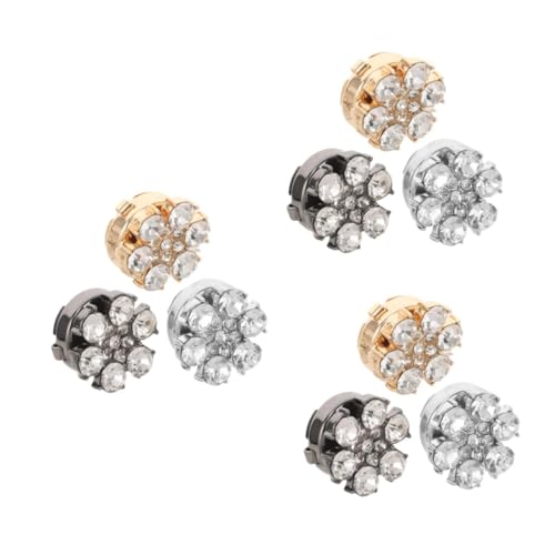 DEARMAMY 3 Sätze Blumen-manschettenknöpfe Geburtstagsgeschenk Ärmelknöpfe Silberne Manschettenknöpfe Rhinestone Manschettenknöpfe Schmuckknöpfe Hosenknöpfe Zinklegierung 3 Stück * 3 von DEARMAMY