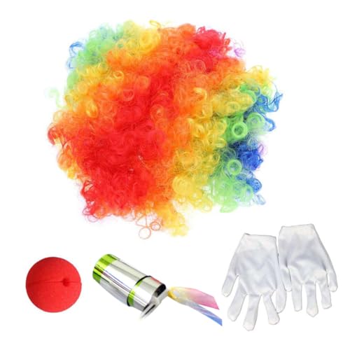 DEARMAMY 3 Sätze Clown Requisiten Clown Gefälschte Perücke Haare Clown Kostüm Nase Clown Kostüm Perücken Clown Cosplay Zubehör Clown Perücke Hut Clown Kostüm Zubehör Hut Perücken 5 Stück * 3 von DEARMAMY