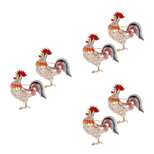 DEARMAMY 3 Sätze Katzenaugensteine Hahnbrosche Vintage Tier Brosche Mit Strass Für Kleidung Schals Und Taschen Lustige Schmuckdekoration Für Frauen Und Mädchen 2 Stücke * 3 von DEARMAMY