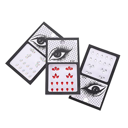 DEARMAMY 3 Sätze Make -up -Perlenaufkleber Edelsteine ​​für das Gesicht Halloween Auge Gesichts- Aufkleber Edelsteine Edelstein-Aufkleber Edelsteine ​​für Make-up Harz von DEARMAMY