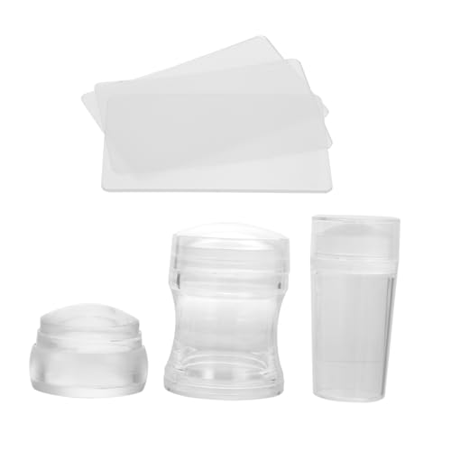 DEARMAMY 3 Sätze Silikon Nagelstempel mit Schabern Transparente Nageldesign Stempel für Einfache Maniküre und Kreative Nail Art für Anfänger und Profis von DEARMAMY