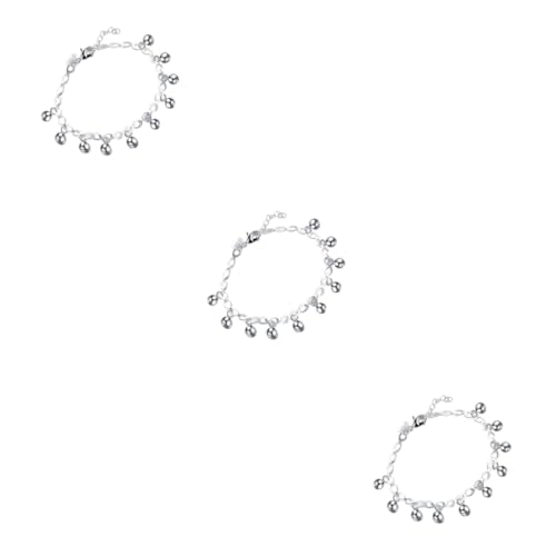 DEARMAMY 3 Stck. Weihnachtliches Glocken Armband Silberfarben Filigrane Handgelenk Kette Leichtes Party Schmuckstück Festlicher für Damen Elegantes für Weihnachtsfeiern von DEARMAMY