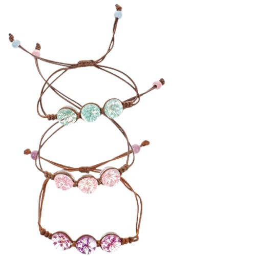 DEARMAMY 3 Stk Armband mit ewigem Blumenkristall Fußkette Perlen-Kit Perlenarmband verschiedene Perlen Armbänder Reize fußkettchen für damen Armband weben Strandarmband Anhänger Armband von DEARMAMY