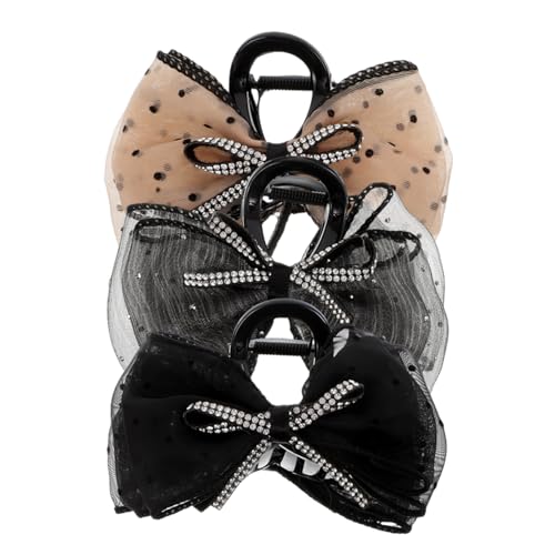 DEARMAMY 3stücke Haarspangen Mit Netzschleife Rutschfest Krallenclips Für Frauen Und Mädchen Haarschmuck Für Anlässe von DEARMAMY