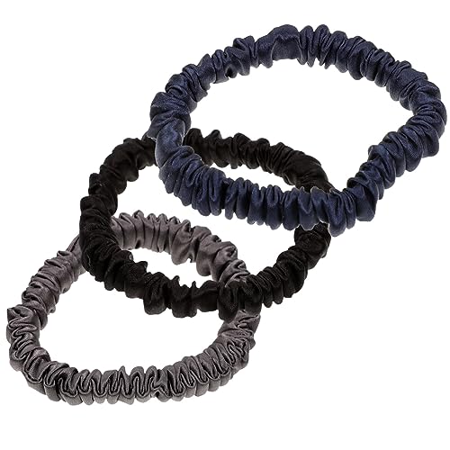 DEARMAMY 3 Stück Haargummis aus Hochwertigem Elastischen Material Stilvolle Haarschmuck für Damen Mädchen und Jugendliche Schwarz und Dunkelgrau für Dutt Pferdeschwanz und Mehr von DEARMAMY