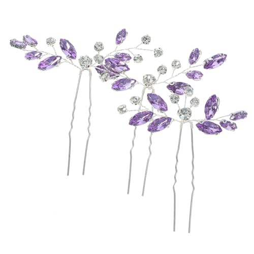 DEARMAMY 3 Stück Haarschmuck-Set für die Braut Haarstyling-Stifte Funkeln Strasssteine Haarnadeln Gold klein Clips Haargabel Haarnadeln für Frauen Zinklegierung Violett von DEARMAMY