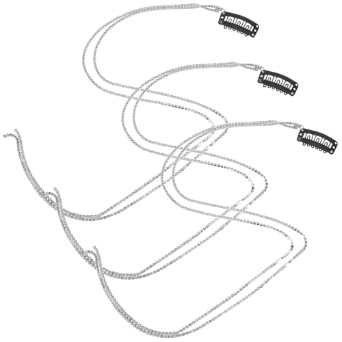 DEARMAMY 3stücke Strass-haarketten Mit Clip-in-quaste Für Frauen Haarschmuck Für Zöpfe Haarketten Mit Bling-kopfschmuck Für Mädchen von DEARMAMY