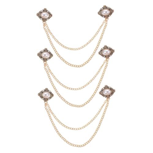 DEARMAMY 3 Stück Klassische Anstecknadel mit Kette und Simulation Perle für Hochzeiten und Formelle Anlässe von DEARMAMY