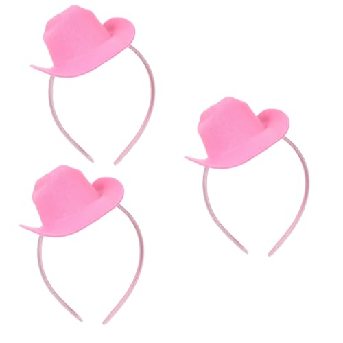 DEARMAMY 3 Stück Mini Cowgirl Hut Stirnband Elastisch Leicht und Bequem Verstellbar für Damen für Party Karneval Tanz und Cosplay Langlebiger Modischer Kopfschmuck von DEARMAMY