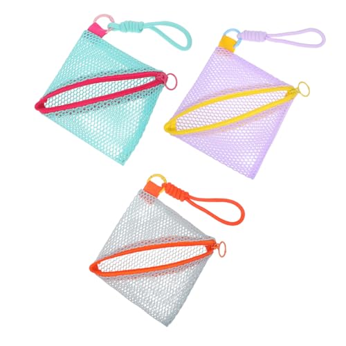 DEARMAMY 3 Stück Mini Mesh Aufbewahrungstaschen mit Reißverschluss Tragbare Kosmetik Organizer Kleine Makeup Beutel für Lippenstifte Kopfhörer Münzen und Karten Leicht und Kompakt für von DEARMAMY