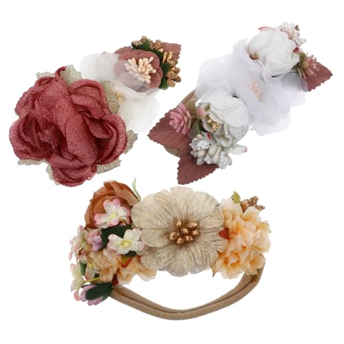 DEARMAMY 3stücke Blumenstirnband Für Mädchen Kinderstirnbänder Blume Neugeborenenstirnbänder Blumenkranz Stirnband Blumen Accessoires von DEARMAMY