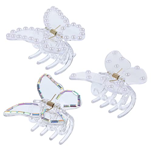 DEARMAMY 3 Stück Schmetterlings Haarklammern Kleine Haarklammern Rutschfeste Haarspangen für Damen Haarschmuck für Dickes und für Make Up und Sport von DEARMAMY