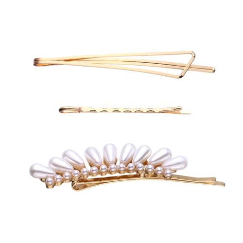 DEARMAMY 3 Stück Perlenkopfschmuck Clip Brötchen Clips Glänzend Klein Barrettes Gast Perlen Tiara Hochzeit Heiraten Bobby Pins Haarklammern Perlenspange Eleganter Kopfschmuck von DEARMAMY