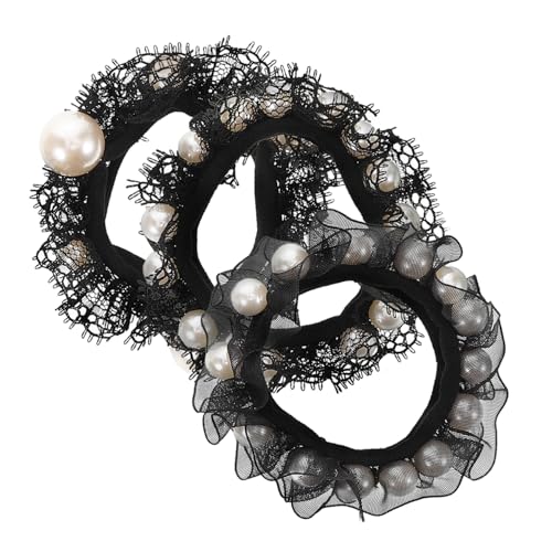 DEARMAMY 3 Stück Perlen Haargummis Elastische Haarbänder Für Frauen Und Mädchen Nahtlose Und Sanfte Haargummis Für Dickes Und Lockiges Haar Für Zöpfe Und Hochsteckfrisuren von DEARMAMY