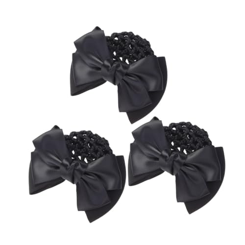 DEARMAMY 3 Stück Professionelles Haarnetz mit Elastischem Netz und Schleifen dekor Zuverlässiger Sitz für Ballett und Tanz Leichter Haarknoten überzug für Damen und Mädchen bei Auftritten von DEARMAMY