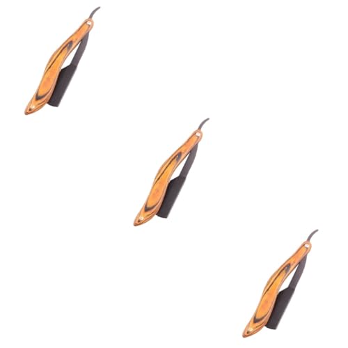 DEARMAMY 3 Stück Rasierer Rasierapparat Gesicht Rasieren Einzelklinge Männer Rasiermesser Mit Holzgriff Handbuch Rasiermesser Friseur Rasiermesser Rostfreier Stahl von DEARMAMY