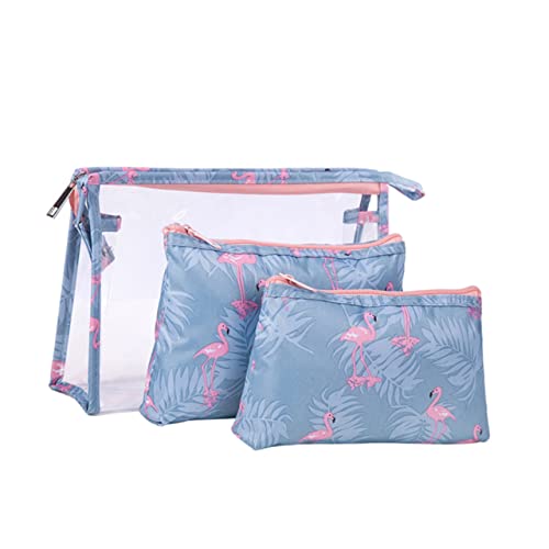 DEARMAMY 3stücke Kosmetiktasche Wasserabweisend Mit Flamingo-Design Tragbare Make-up-Tasche Für Damen Reise-Kosmetiktasche Mit Großem Stauraum Für Kosmetika Und Hautpflegeprodukte von DEARMAMY