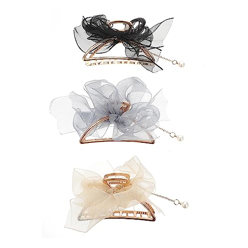 DEARMAMY 3stücke Metall Haarklammern Bogen Dekorative Haar Clips Frauen Klaue Zubehör Für Dickes Haar Schminken Kochen Ordnung von DEARMAMY
