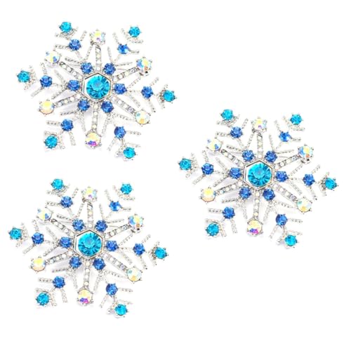 DEARMAMY 3 Stück Schneeflocken Brosche Damen Strass Anstecknadel Modisch Vielseitig für Hochzeit Kleidung Taschen Schals Schmuck aus Feinem Legierungsmetall von DEARMAMY