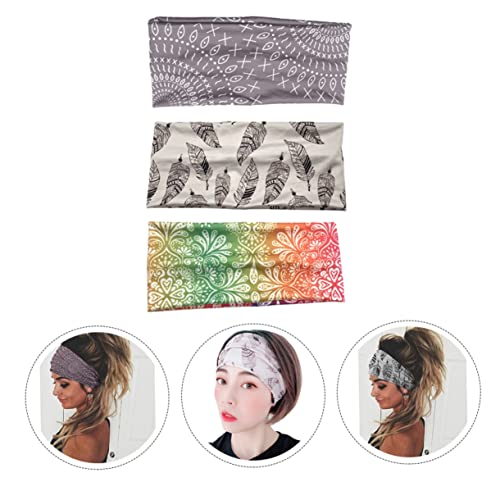 DEARMAMY 3stücke Elastische Stirnbänder Für Frauen Mit Blumendruck Dehnbar Und Strapazierfähig Für Yoga Laufen Und Sport von DEARMAMY