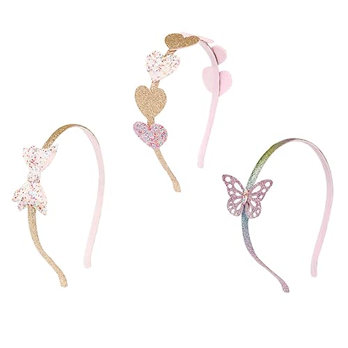 DEARMAMY 3stücke Süße Mädchen Haarreifen Mit Herz Pailletten Entzückender Party Kopfschmuck Frei Gestaltbarer Haarschmuck Für Mädchen von DEARMAMY