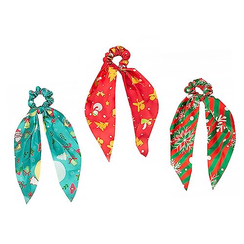 DEARMAMY 3 Stück Teiliges Haargummi mit Weihnachts Schneeflockenmuster Elastische Haarringe für Damen Weiche Haarschleifen für Festliche Frisuren Komfortabel und Vielseitig für Party und von DEARMAMY