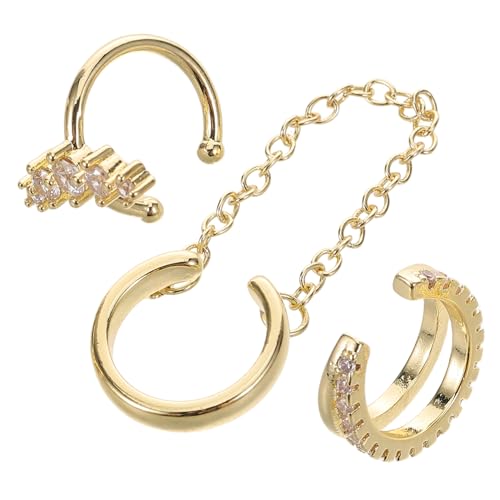 DEARMAMY 3 Stück Teiliges Ohrclips Damen Geometrische Strass Ohrmanschetten Ohrlöcher Modischer Clip Schmuck Elegant Für Alltag Party Arbeit von DEARMAMY