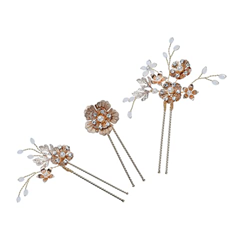 DEARMAMY 3 Stück Teiliges U Förmige Haarnadeln für Hochzeiten Handgefertigter Brautschmuck mit Blumenmotiv für Besondere Anlässe von DEARMAMY