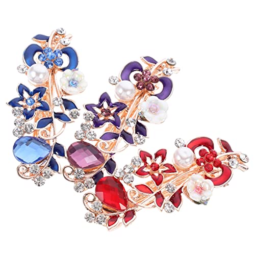 DEARMAMY 3 Stück Teiliges Weihnachts Haarspangen mit Strass und Perlen Haarschmuck für Mädchen für Feste Geburtstage und Besondere Anlässe Rot Blau und von DEARMAMY