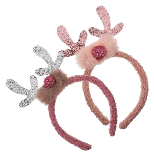 DEARMAMY 3 Stück Weiche Langlebige Weihnachts Haarreifen mit Niedlichem Rentiergeweih Design Leicht und Komfortabel für Festliche Partys und Verkleidungen Teiliges und von DEARMAMY