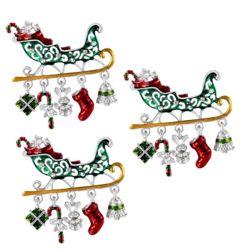 DEARMAMY 3 Stück Weihnachtliche Cartoon Brosche aus Legiertem Material mit Funkelnden Kristallen Modisches Accessoire für Kleidung Vielseitig Einsetzbar bei Festen und Besonderen Anlässen von DEARMAMY