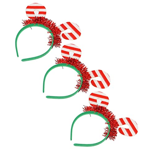DEARMAMY 3 Stück Weihnachts Haarreifen Teiliges mit Festlichem Zuckerstangen Design Atmungsaktive Langlebige Haarschmuck für Party Komfortabel und Modisch für Weihnachtsfeiern von DEARMAMY