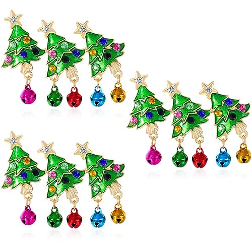 DEARMAMY 3 Stück Weihnachtsbaum-Brosche christbaum anhänger christbaumhänger weihnachtsbaumdeko christmas tree ornaments Anstecknadel für Kleidung Anstecknadel für Rucksäcke Strasssteine von DEARMAMY